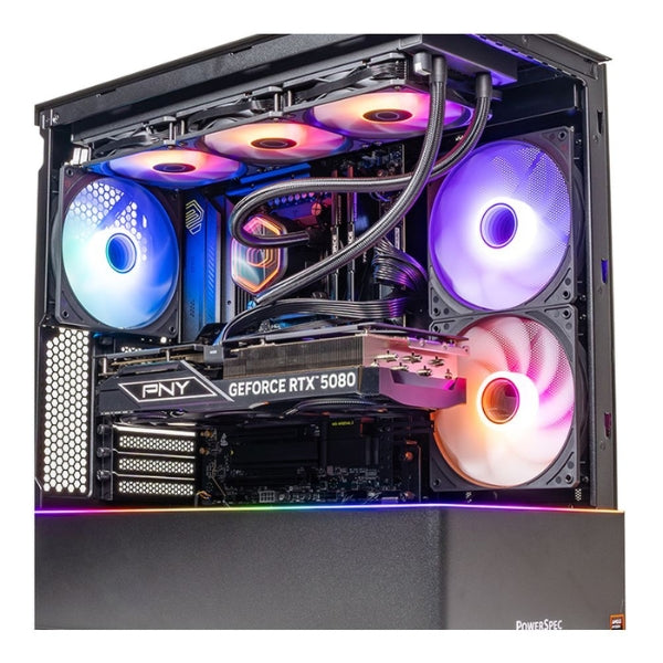 PC - Gaming - PowerSpec - G913 - AMD Ryzen 9 9900X3D - NVIDIA RTX 5080 16GB GDDR7 - 64GB DDR5-6000 - 2TB NVMe SSD - WiFi 7 - Bluetooth 5.4 - Windows 11 Home - Negro - 916445