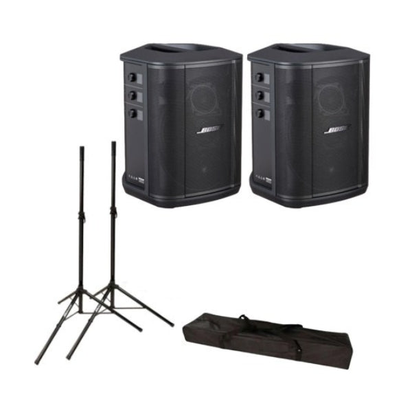 Paquete-de-2-Sistemas-de-PA-Inalámbricos-Portátiles-Bose-S1-Pro+con-Bluetooth-y-Soportes-de-Altavoz-Ajustables
