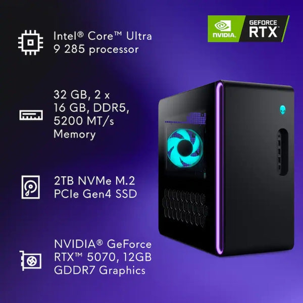 Pc-Gaming-Alienware-Aurora-Intel-Core-Ultra-9-285-(5,6-GHz)-32-GB-DDR5-2-TB-SSD-NVIDIA-GeForce-RTX-5070-12-GB-1000-W-Win-11-Negro