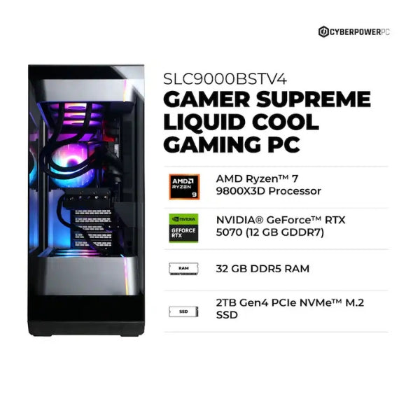 Pc-Gaming-CyberPowerPC-AMD-Ryzen-7-9800X3D-(5,2-GHz)-32-GB-DDR5-2-TB-SSD-NVIDIA-GeForce-RTX-5070-12GB-GDDR7-850-W-Win-11-Home-Black