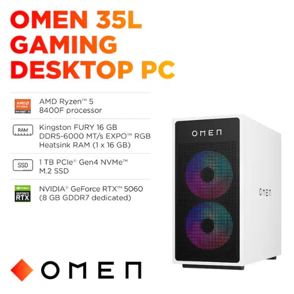 Pc-Gaming-HP-OMEN-35L-AMD-Ryzen-5-8400F-(4,7-GHz)-16-GB-DDR5-1-TB-SSD-NVIDIA-GeForce-RTX-5060-8-GB-500-W-Win-11-Home-Panda-Metal
