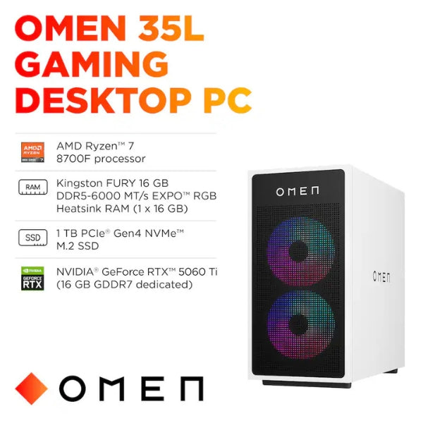 Pc-Gaming-HP-OMEN-35L-AMD-Ryzen-7-8700F-(5,0-GHz)-16-GB-DDR5-1-TB-SSD-NVIDIA-GeForce-RTX-5060-Ti-16-GB-600-W-Win-11-Home-Panda-Metal