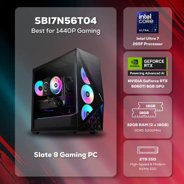 Pc-Gaming-iBUYPOWER-Slate-Intel-Core-Ultra-7-265F-(5,3-GHz)-32-GB-DDR5-2-TB-SSD-NVIDIA-GeForce-RTX-5060-Ti-8GB-600-W-Win-11-Home-Black