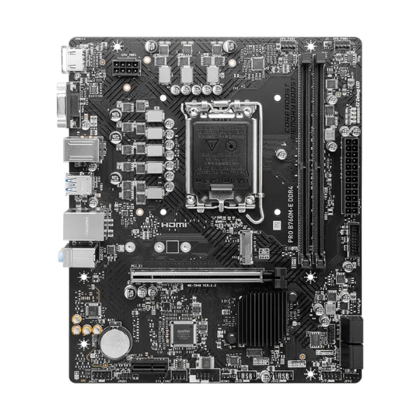 Placa - Madre - MSI - PRO - B760M-E - DDR4 - Micro - ATX - LGA1700 - 14th - 13th - 12th - Gen - 64GB - DDR4 - M.2 - PCIe - 4.0 - HDMI - VGA-front