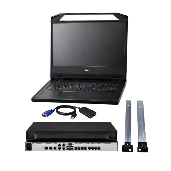 Rack KVM Bundle - Dell - Avocent Vertiv - Monitor 18.5" LED FPM185 - 16-Port KVM Switch DMPU2016 - 15x USB Virtual Media Cables MPUIQ-VMCHS - 1U Rack