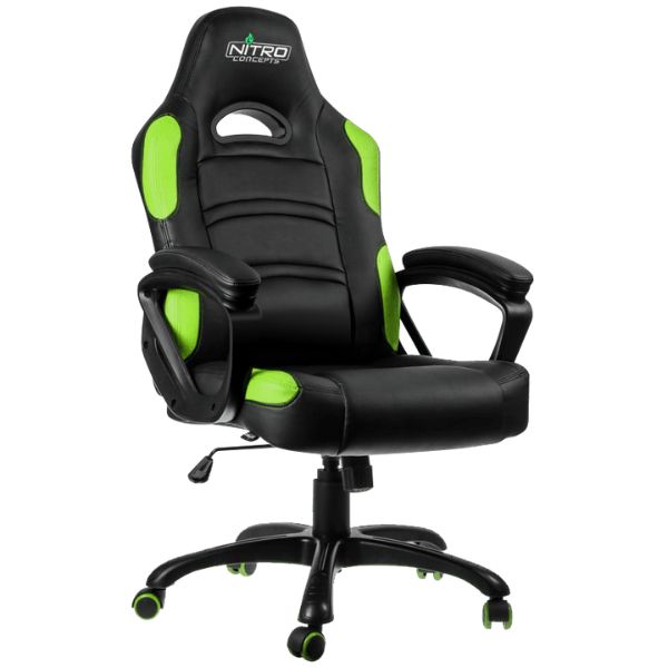 SILLA-GAMING-GAMEMAX-NEGRA-VERDE-diagonal