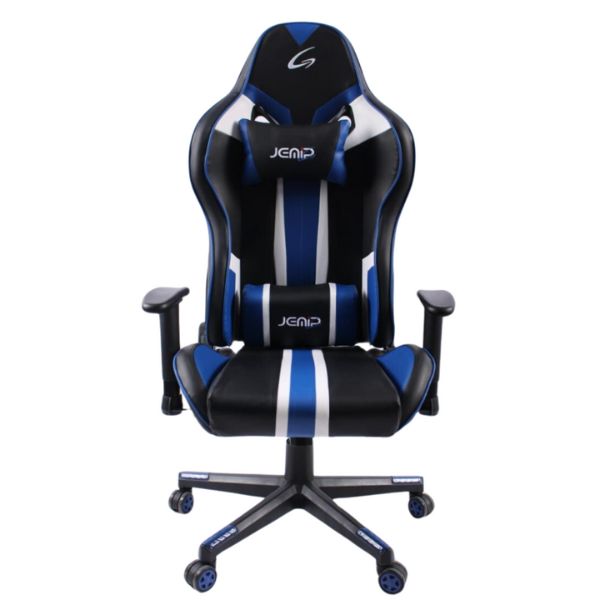 Silla Jemip Gaming Racer One - Ajuste de Inclinación 180° y Altura - Negro-Blanco-Azul