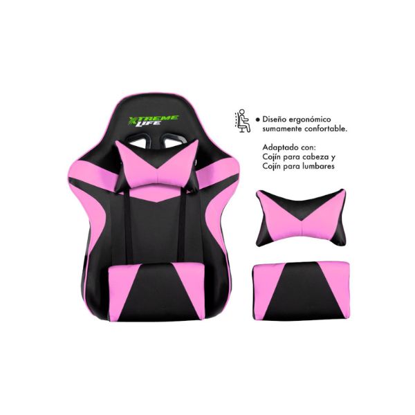 Silla-Gamer-Xtreme-Life-Reclinable-Ergonomica-360_-Color-Rosado-Negro-2