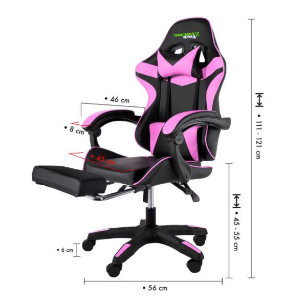 Silla-Gamer-Xtreme-Life-Reclinable-Ergonomica-360_-Color-Rosado-Negro-medidas