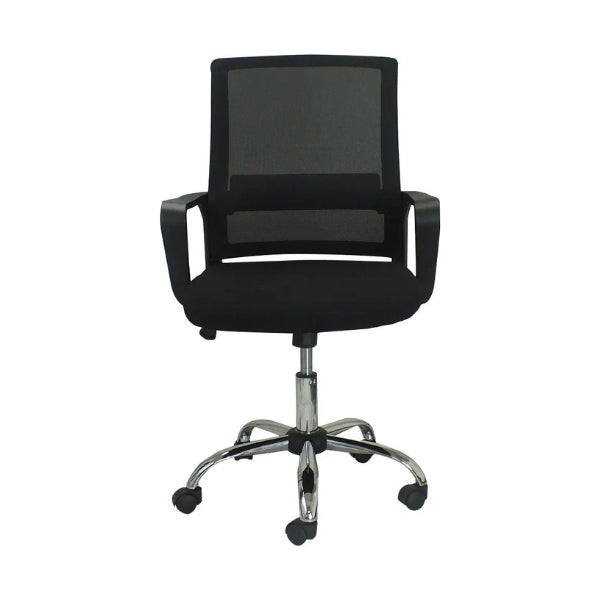 Silla Ejecutiva - Novo London - Color Negro - Mesh - Ergonomica - Apoya Brazos Fijos - Base con Ruedas-front