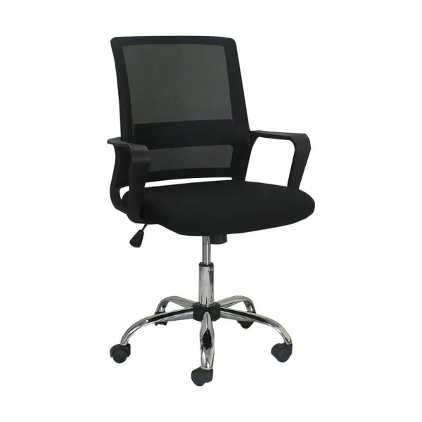 Silla Ejecutiva - Novo London - Color Negro - Mesh - Ergonomica - Apoya Brazos Fijos - Base con Ruedasside