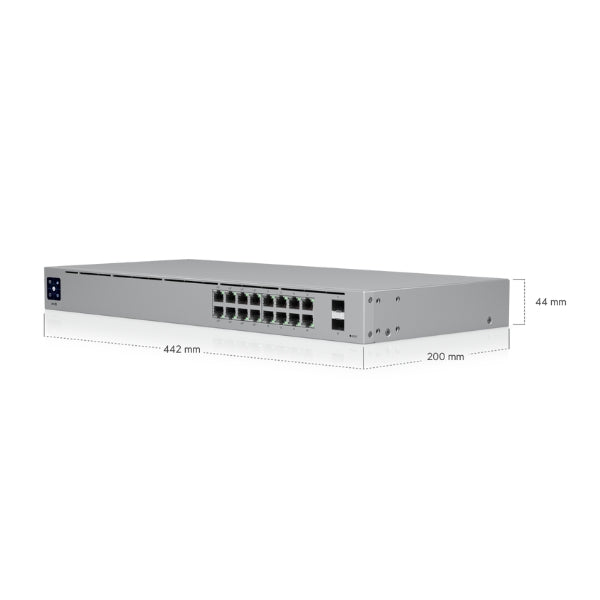 Switch-Ubiquiti-USW-16-POE-16-Puertos-Gigabit-8-PoE+2-SFP-Rack-1U-Gestión-Avanzada