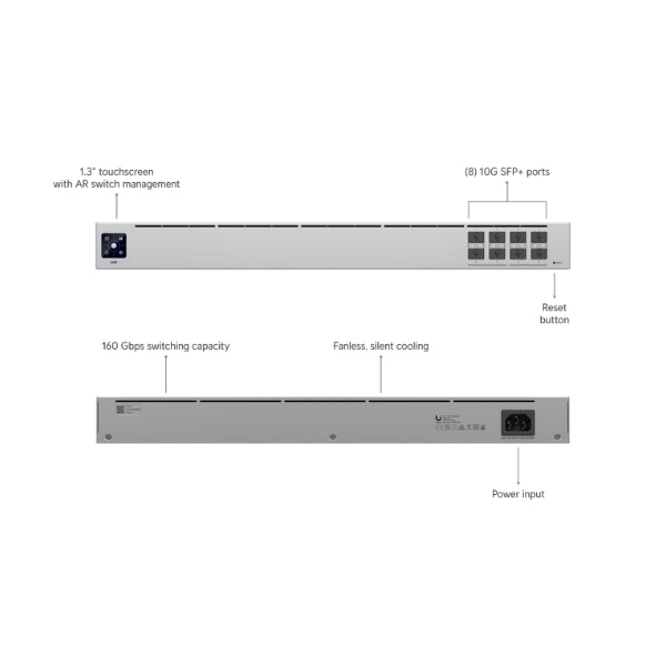 Switch-Ubiquiti-UniFi-Aggregation-8-Puertos-SFP+10Gbps-Layer-2-Gestionable-Rack-1U