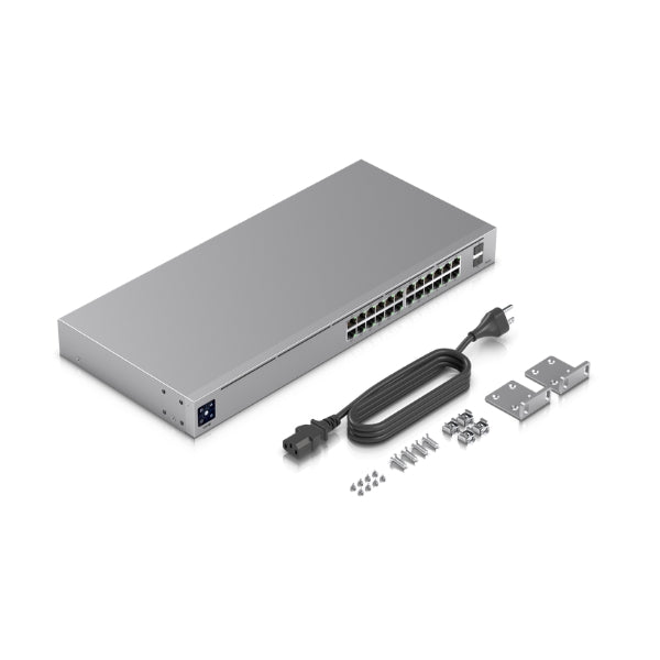 Switch-Ubiquiti-UniFi-USW-24-POE-24-Puertos-1GbE-(16 PoE+)+2 SFP-120WPoE-Rack-1U
