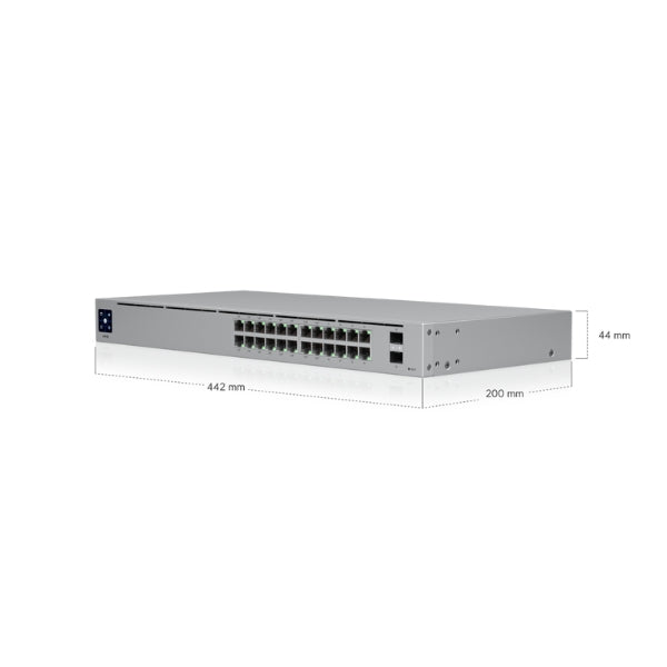 Switch-Ubiquiti-UniFi-USW-24-POE-24-Puertos-1GbE-(16 PoE+)+2 SFP-120WPoE-Rack-1U