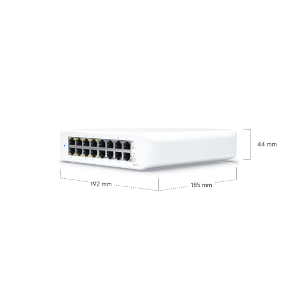 Switch-Ubiquiti-UniFi-USW-LITE-16-POE-16-Puertos-Gigabit-(8-PoE+)-60W-PoE-Conmutador-Gestionado-Lite