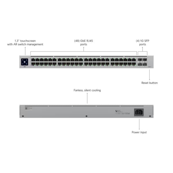 Switch-de-Red-Ubiquiti-UniFi-48-Port-Gigabit-con-SFP,-(48)-puertos-GbE-RJ45,-(4)-puertos-1G-SFP
