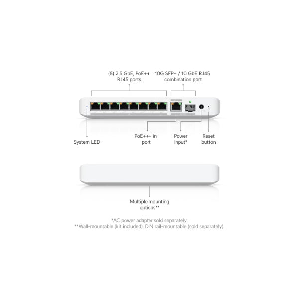 Switching-Ubiquiti-Switch-Flex-2,5G-PoE-8-Puertos-PoE++-Gestionado