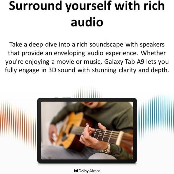 Tablet Samsung Galaxy Tab A9 8.7" TFT, Octa-Core, 4GB-64GB, Cámaras 8MP-2MP, Wi-Fi, USB, Gris