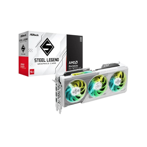 Tarjeta-Gráfica-ASRock-AMD-Radeon-RX-9070-XT-Steel-Legend-Triple-Fan 16GB-GDDR6-PCIe-5,0