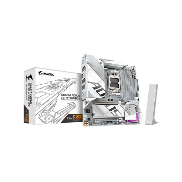 Tarjeta-Madre-Gigabyte-B850M-AORUS-Elite-WiFi6E-Ice-AMD-AM5-microATX