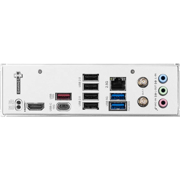 Tarjeta - Madre - MSI - B840 - GAMING - PLUS - WIFI - 7 - AM5 - AMD - B840 - DDR5 - 8000MTs - PCIe - 4.0 - WiFi - 7 - Negro-puertos