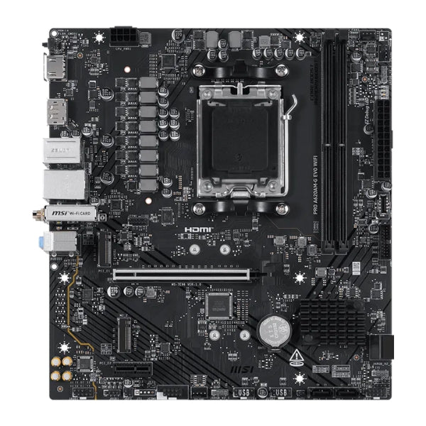 Tarjeta - Madre - MSI - PRO - A620AM-G - EVO - WIFI - AM5 - AMD - A620A - DDR5 - 7200MTs - 2xM.2 - PCIe - 4.0 - WiFi - 6E - Micro - ATXfront