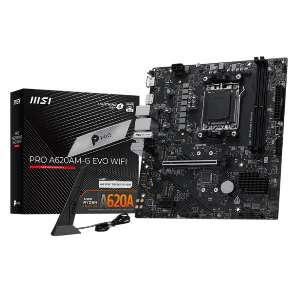 Tarjeta - Madre - MSI - PRO - A620AM-G - EVO - WIFI - AM5 - AMD - A620A - DDR5 - 7200MTs - 2xM.2 - PCIe - 4.0 - WiFi - 6E - Micro - ATX