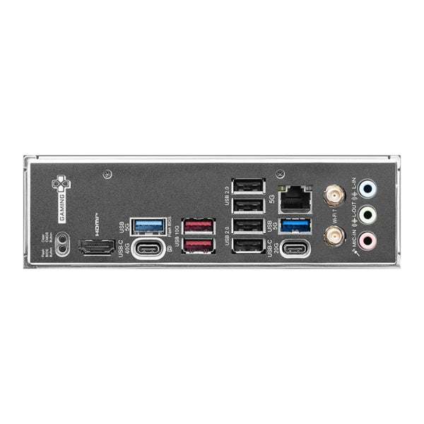 Tarjeta - Madre - MSI - X870 - GAMING - PLUS - WIFI - AM5 - AMD - X870 - DDR5 - 8200MTs - PCIe - 5.0 - WiFi - 7 - Negro-puertos