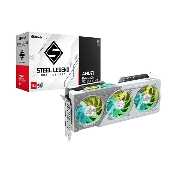 Tarjeta-gráfica-ASRock-AMD-Radeon-RX-9060-XT-Steel-Legend-OC-Triple-Fan-16GB-GDDR6