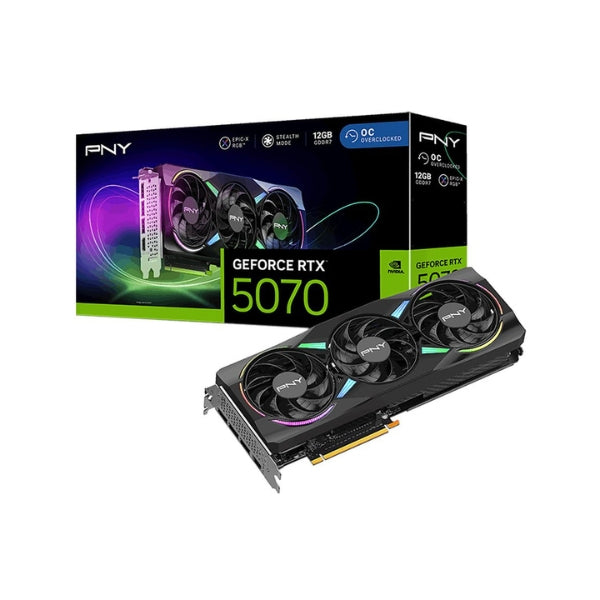 Tarjeta-gráfica-PNY-NVIDIA-GeForce-RTX-5070-ARGB-EPIC-X-Overclocked-Triple-Fan-12GB-GDDR7-PCIe-5,0