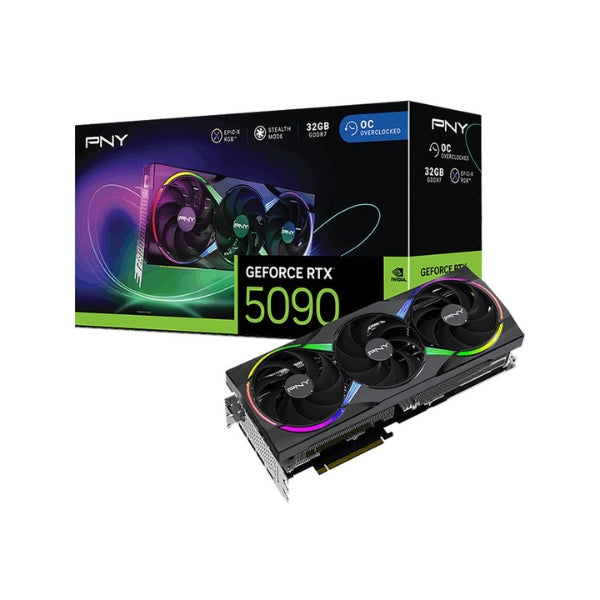 Tarjeta-gráfica-PNY-NVIDIA-GeForce-RTX-5090-ARGB-Epic-X-Overclocked-Triple-Fan-32GB-GDDR7-PCIe-5,0