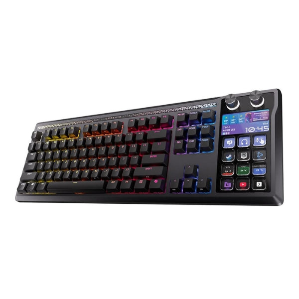 Teclado - Gaming - Corsair - Galleon - 100 - SD - Stream - Deck - Integrated - Mecánico - Cableado - USB-C - RGB - CORSAIR - MLX - Pulse - Hot - Swappable - LCD - 5 - Pulgadas - 99 - Teclas - CH-912A31I-NA - Negro