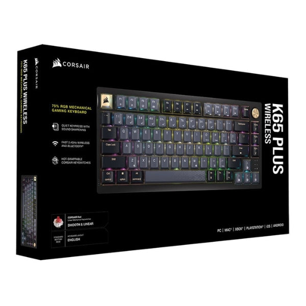 Teclado - Gaming - Corsair - K65 - Plus - Wireless - 75% - RGB - Hot-Swap - con - Switches - CORSAIR - Red - Linear - CH-91D401L-NA - NegroGris