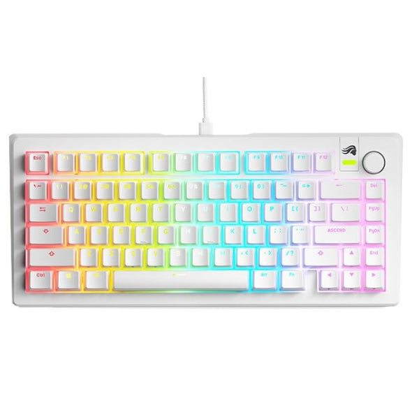Teclado - Gaming - Glorious - GMMK - 3 - 75% - Mecánico - Cableado - USB - RGB - Glorious - Fox - Linear - Hot - Swappable - Anti - Ghosting - Knob - 80 - Teclas - GMMK3-75-PB-FOX - Blanco
