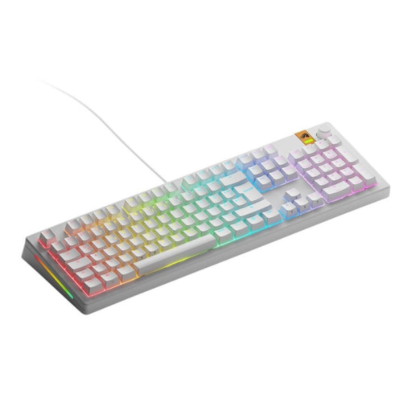 Teclado - Gaming - Glorious - GMMK - 3 - HE - 100% - Prebuilt - Cableado - USB - RGB - Hot-Swappable - con - Switches - Hall - Effect - Fox - Linear - MK3100PBHEWWHT - Blanco