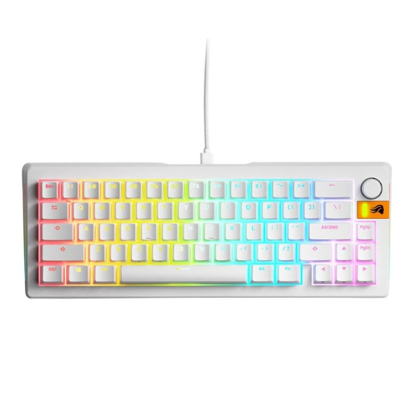 Teclado - Gaming - Glorious - GMMK - 3 - HE - 65% - Cableado - USB - RGB - con - Switches - Glorious - Fox - HE - MMK365PBHEWWHT - Blanco