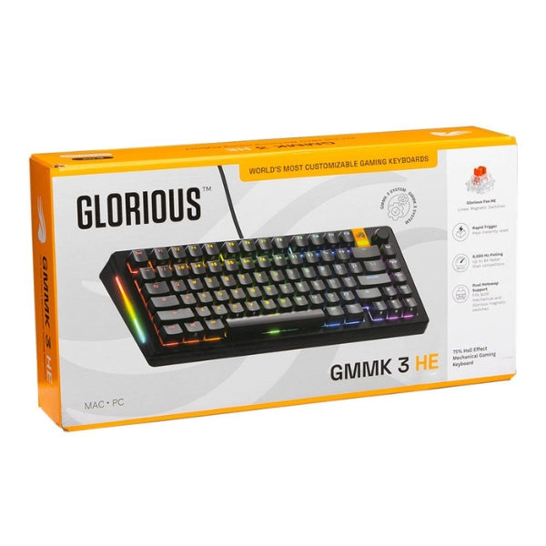Teclado - Gaming - Glorious - GMMK - 3 - HE - 75% - Cableado - RGB - Hot-Swap - con - Switches - Hall - Effect - Fox - Linear - GMMK3-75-PB-HE- - Negro