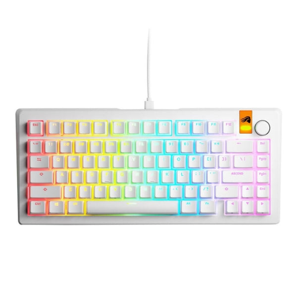 Teclado - Gaming - Glorious - GMMK - 3 - HE - 75% - Cableado - RGB - Hot-Swap - con - Switches - Hall - Effect - Fox - Linear - MMK375PBHEWWHT - Blanco