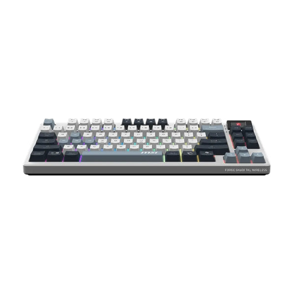Teclado - Gaming - MSI - Forge - GK600 - TKL - Wireless - Mecánico - RGB - 2.4GHz - Bluetooth - USB - Tipo - C - Switches - Hot - Swap - Inglés - Blanco - Gris-