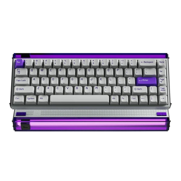 Teclado - Gaming - MelGeek - MADE68 - Pro - 65% - Mecánico - Cableado - USB - RGB - Magnético - TCC - Magnetor - 68 - Teclas - MADE68 PRO PUR - Blanco - Morado