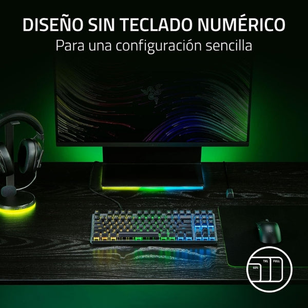 Teclado - Gaming - Razer - Huntsman - V3 - X - TKL - Mecánico - Óptico - Switches - Optical - Clicky - RGB - USB - Español - Negro-