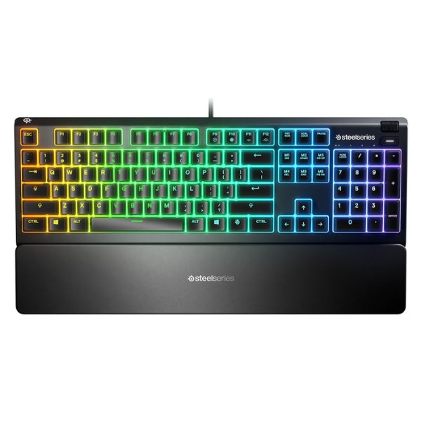 Teclado - Gaming - SteelSeries - Apex - 3 - RGB - Cableado - USB - IP32 - Anti - Ghosting - Wrist - Rest - Whisper - Quiet - 104 - Teclas - 64795 - Negro
