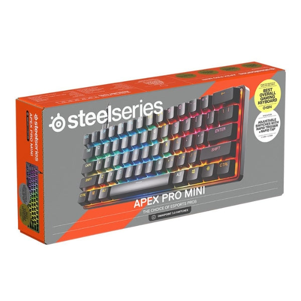 Teclado - Gaming - SteelSeries - Apex - Pro - Mini - Gen - 3 - Cableado - RGB - con - Switches - OmniPoint - 3.0 - 64913 - Negro