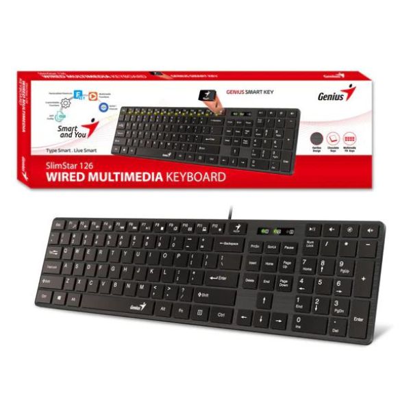 Teclado-Genius-SlimStar-126-Multimedia-alambrico-USB-personaliza-las-teclas-FN-aplicacion-box