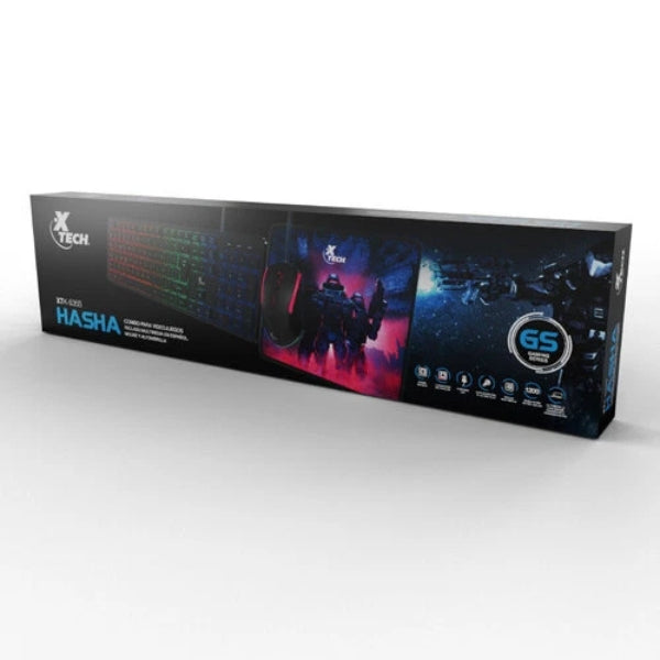 Teclado - Mouse - Mouse - Pad - Xtech - Gaming - XTK-535S - Kit - 3 - Piezas - USB - Retroiluminado - LED - Multicolor - Español - Negro