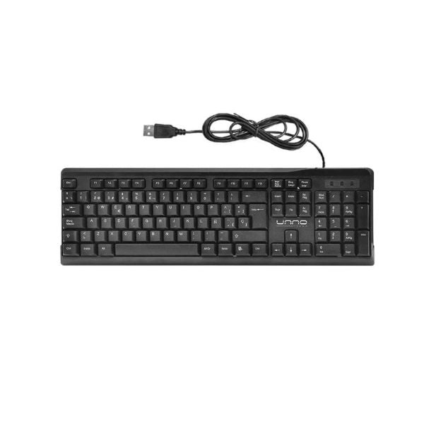 Teclado-Unno-Tekno-Usb-Espanol-Negro-KB6701BK-front