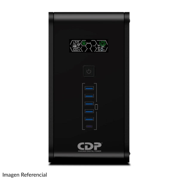 UPS - CDP - R-SMART2010 - 2000VA - 1200W - AVR - 10 Tomas NEMA - Panel LCD - Protección RJ45-frente