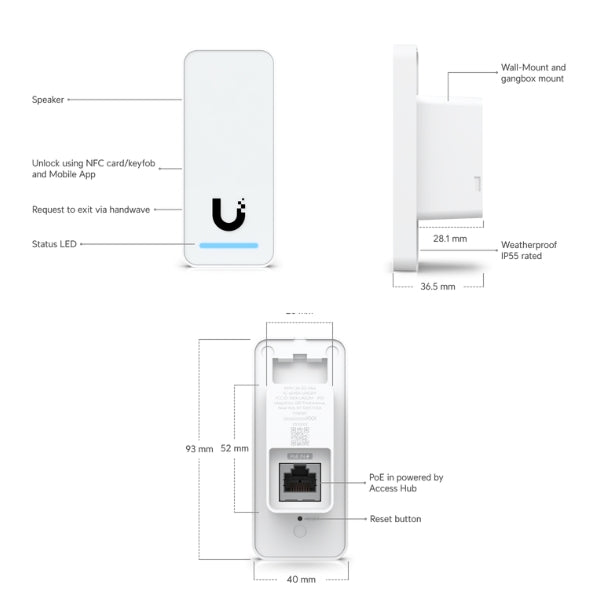 Ubiquiti-UniFi-Access-G2-Starter-Kit-Solución-Completa-de-Control-de-Acceso-Incluye-Door-Hub-G2-Reader-y-Accesos-de-Seguridad