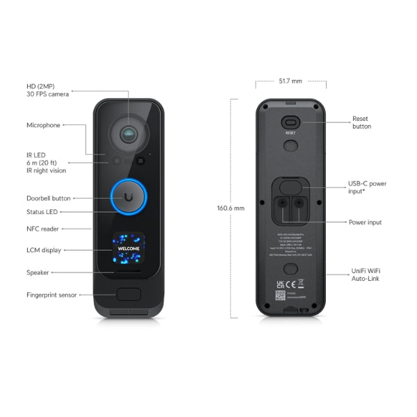 Ubiquiti-Video-Doorbell-Security-Camera-Black-Full-HD,-Night-Vision,-Smart-Detection